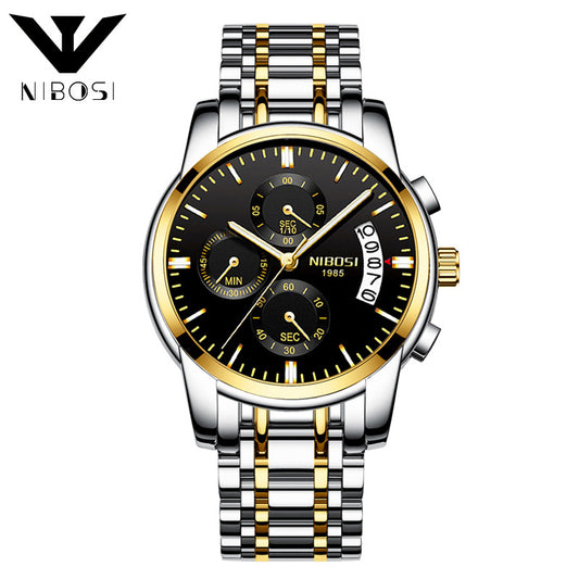 Nibosi Chronograph Chain Watch - Silver & Gold