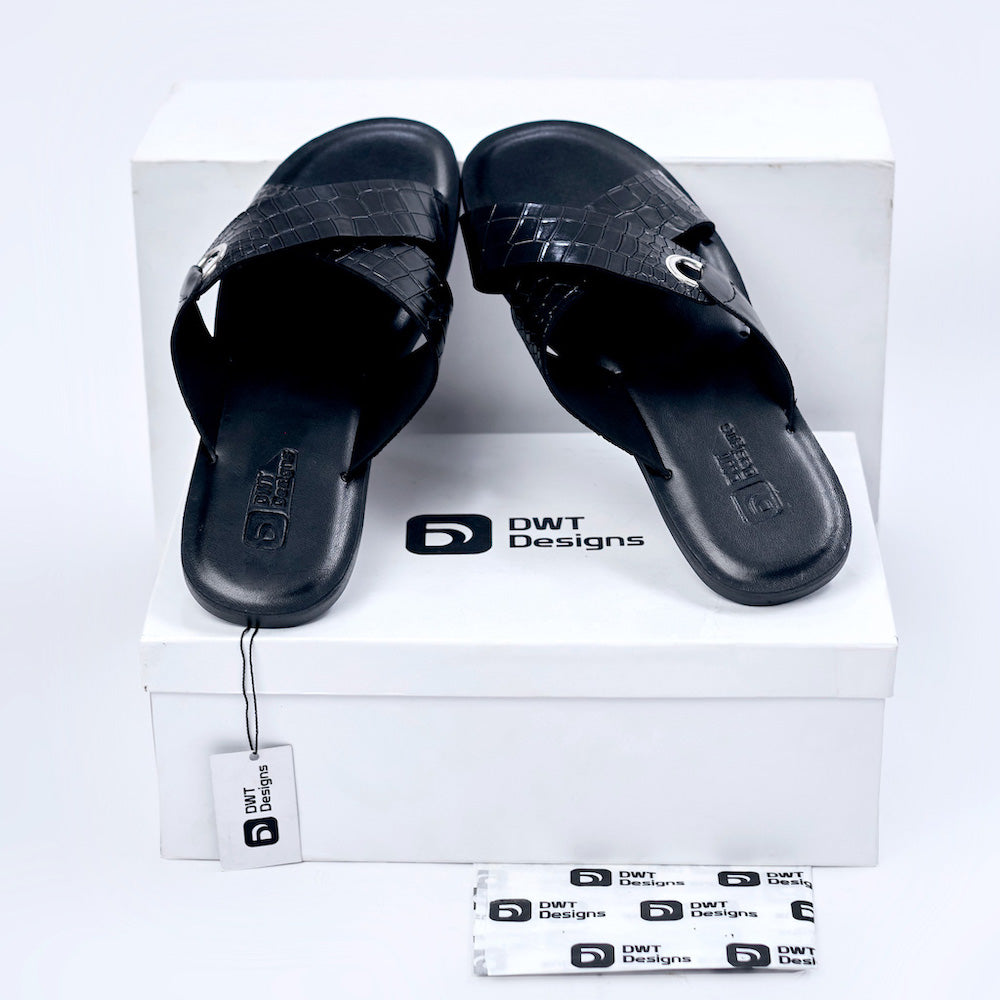 Dwt Designs Croc Cross Men's Slide - Black