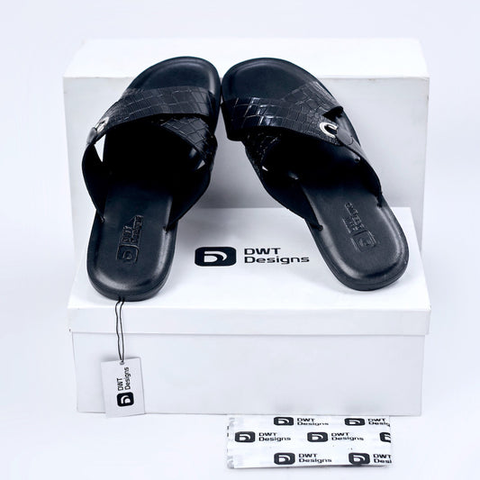 Dwt Designs Croc Cross Men's Slide - Black