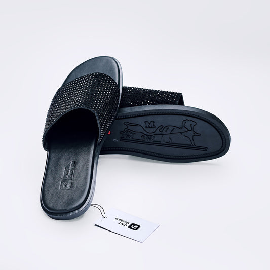 Dwt Designs Men's Rhinestone Slides - Black