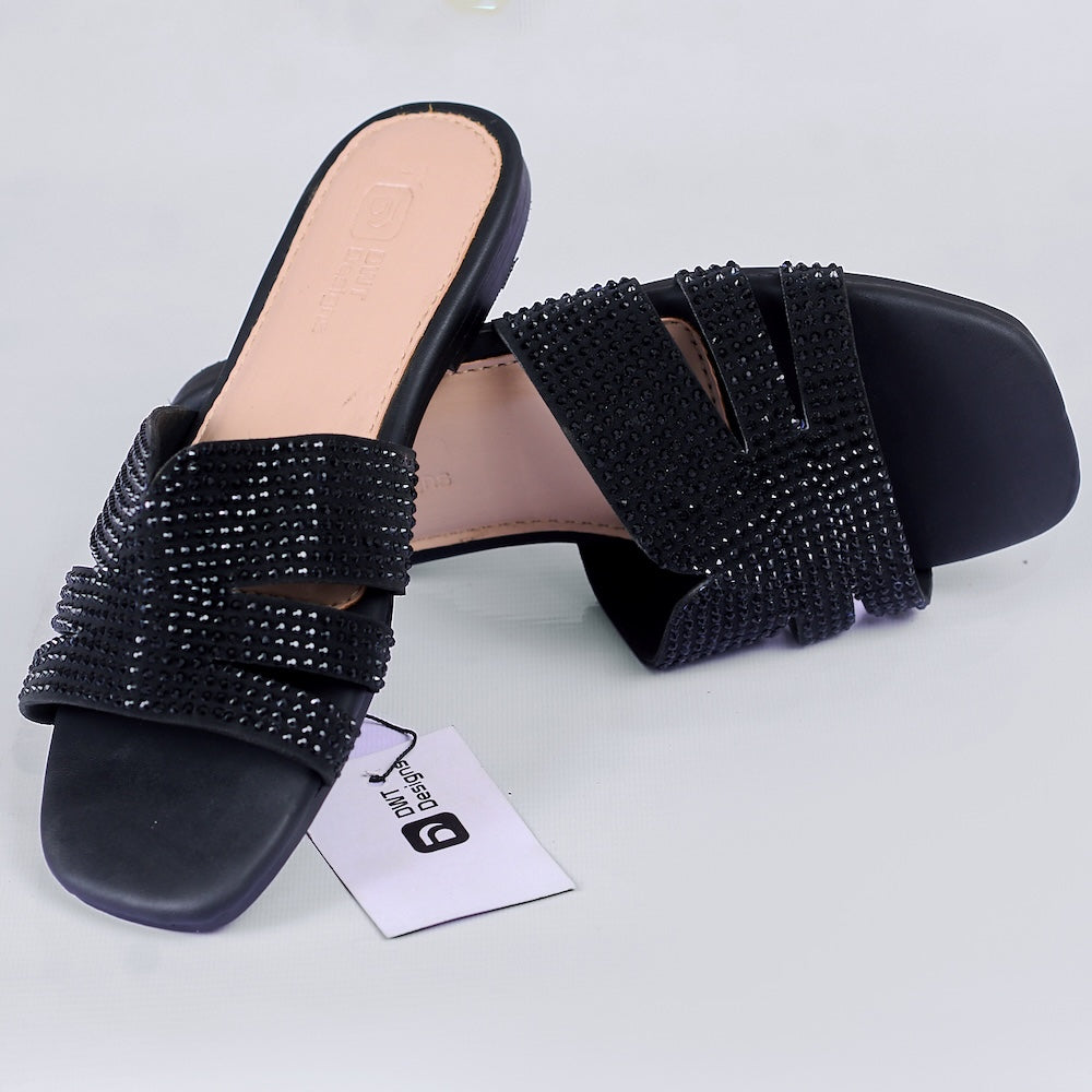 Dwt Designs Cross & Strap Couple's Slides - Black