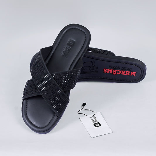 Dwt Designs Cross & Strap Couple's Slides - Black