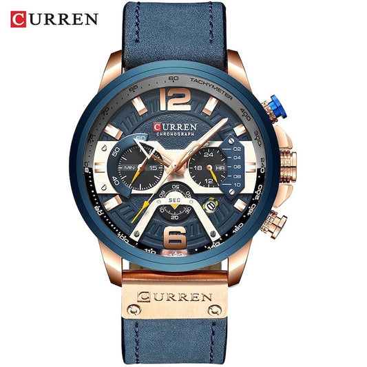 Curren Luxury Business Leather Watch - Blue