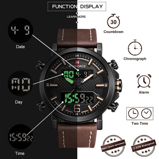 Naviforce Luxury Leather Watch - Brown