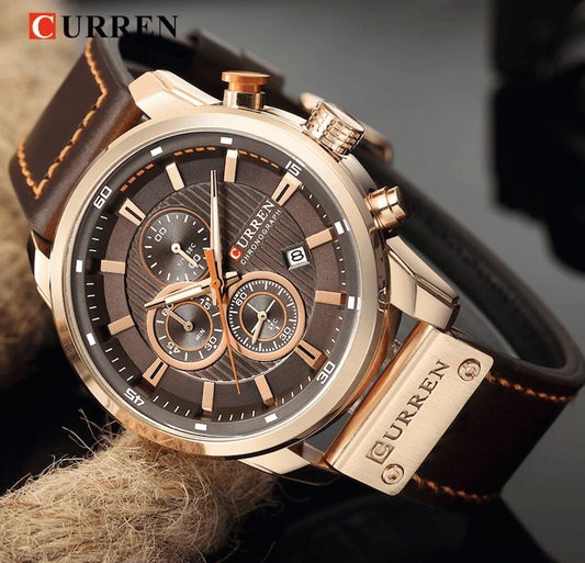 Curren Luxury Business Leather Watch - Brown
