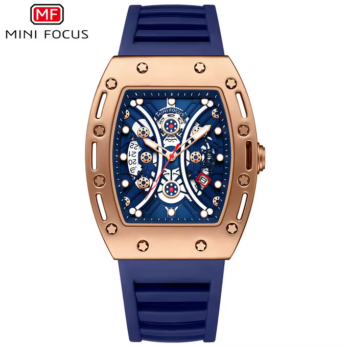 MF Luxury Men's Quartz Watch - Blue & Gold
