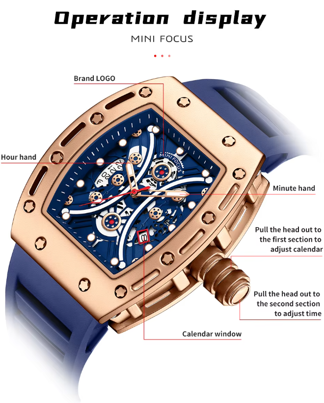 MF Luxury Men's Quartz Watch - Blue & Gold