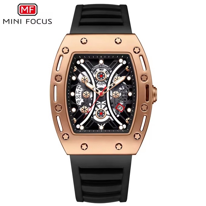 MF Luxury Men's Quartz Watch - Black & Gold