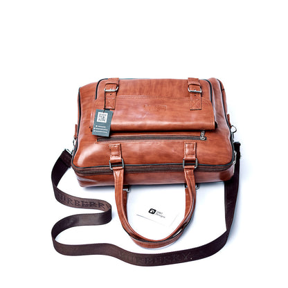 Dwt Designs Business Men's Leather Briefcase Bag - Brown