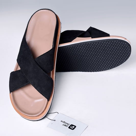 Dwt Designs Cross Strap Men's Slides - Black