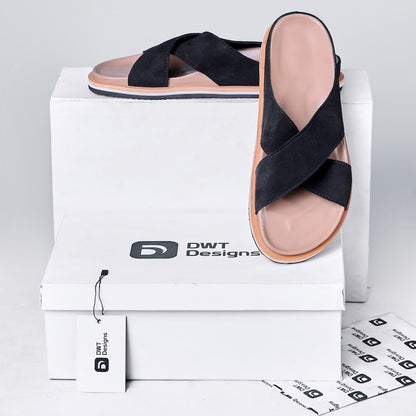Dwt Designs Cross Strap Men's Slides - Black