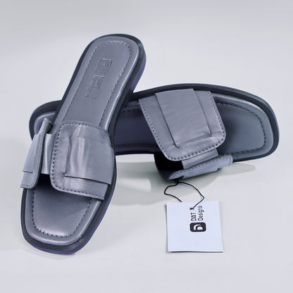 Dwt Designs Cross & Bow Couple's Slides - Grey