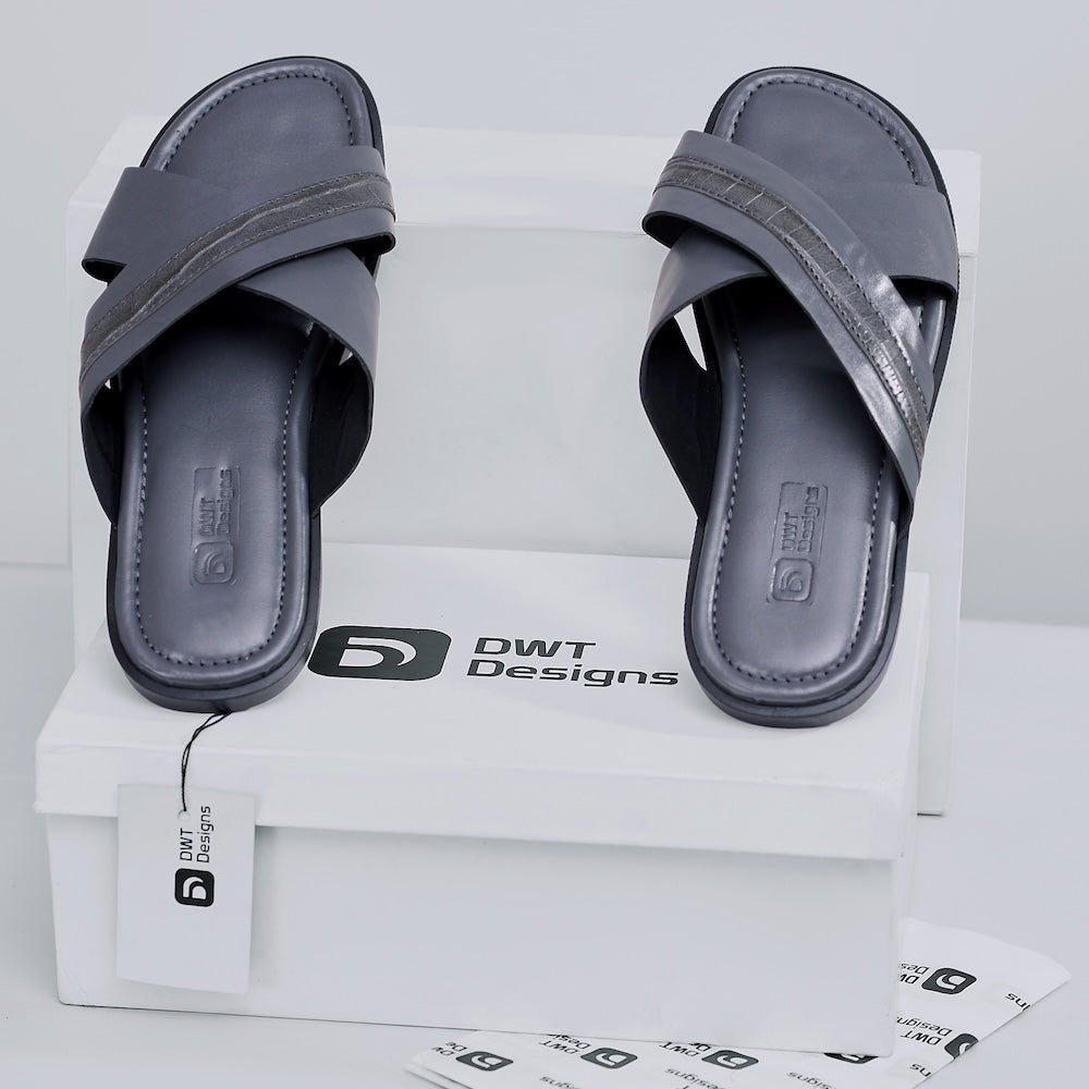 Dwt Designs Cross Men's Slides - Grey