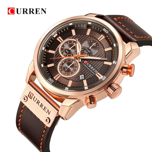 Curren Luxury Business Leather Watch - Brown