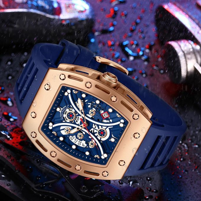 MF Luxury Men's Quartz Watch - Blue & Gold