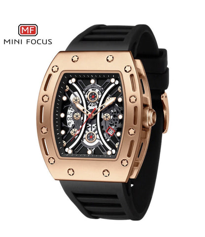 MF Luxury Men's Quartz Watch - Black & Gold