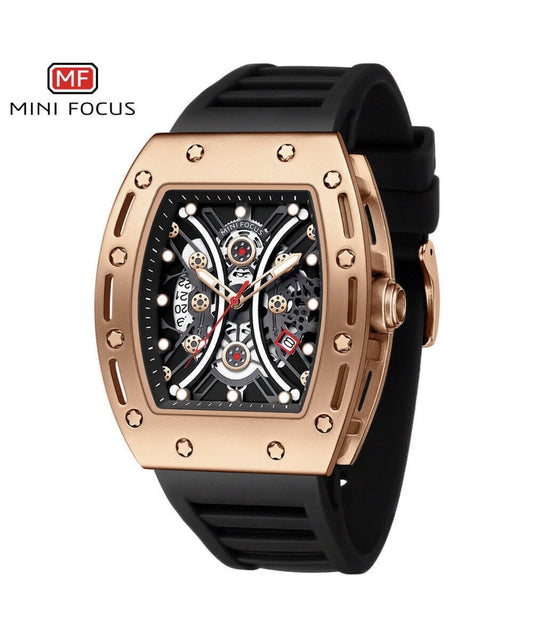MF Luxury Men's Quartz Watch - Black & Gold