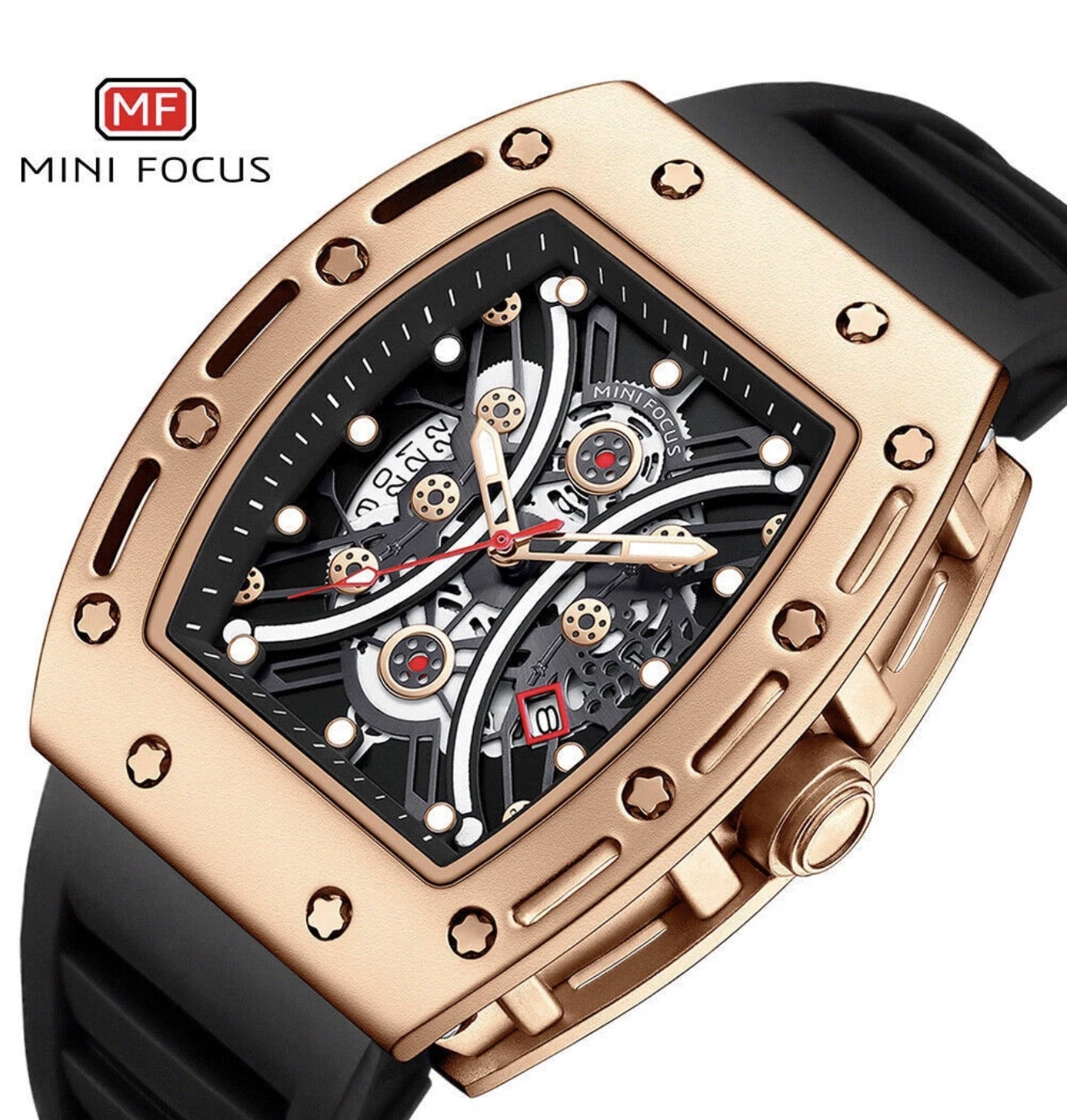 MF Luxury Men's Quartz Watch - Black & Gold
