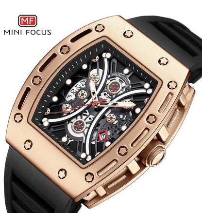 MF Luxury Men's Quartz Watch - Black & Gold
