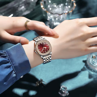 CX Women's Watch with Bracelet - Red Face