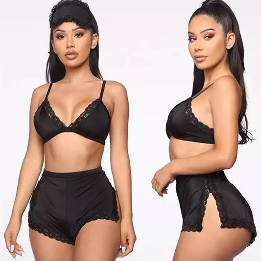 Mia Two Piece Sexy Lingerie Set - Black