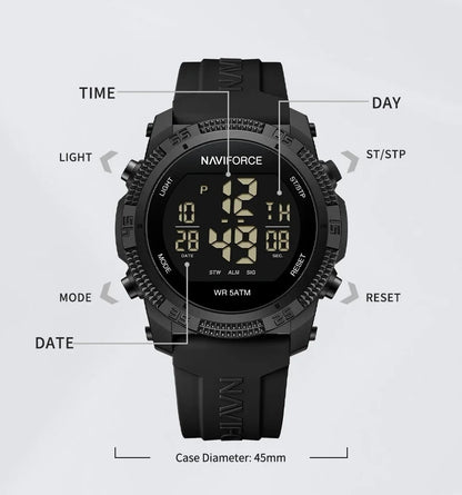 Naviforce Men's Digital Waterproof Watch - Black