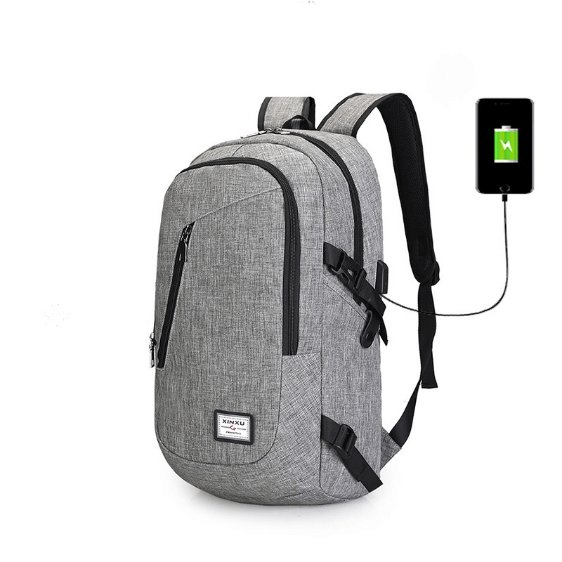 Waterproof Laptop Backpack with USB Charging port - Grey - DwtStore