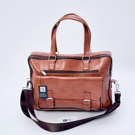 Dwt Designs Business Men's Leather Briefcase Bag - Brown