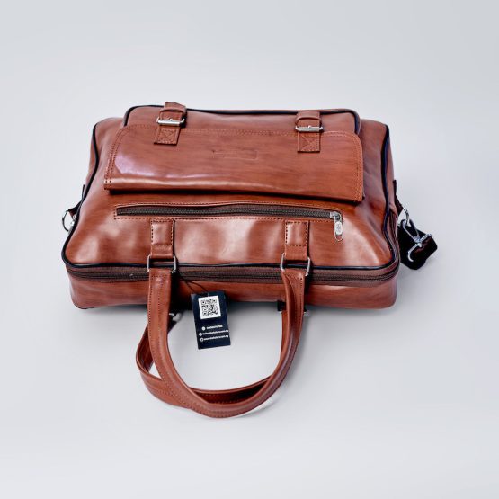 Dwt Designs Business Men's Leather Briefcase Bag - Brown