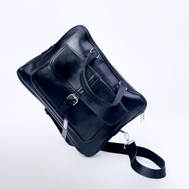 Dwt Designs Business Men's Leather Briefcase Bag - Black