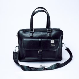 Dwt Designs Business Men's Leather Briefcase Bag - Black
